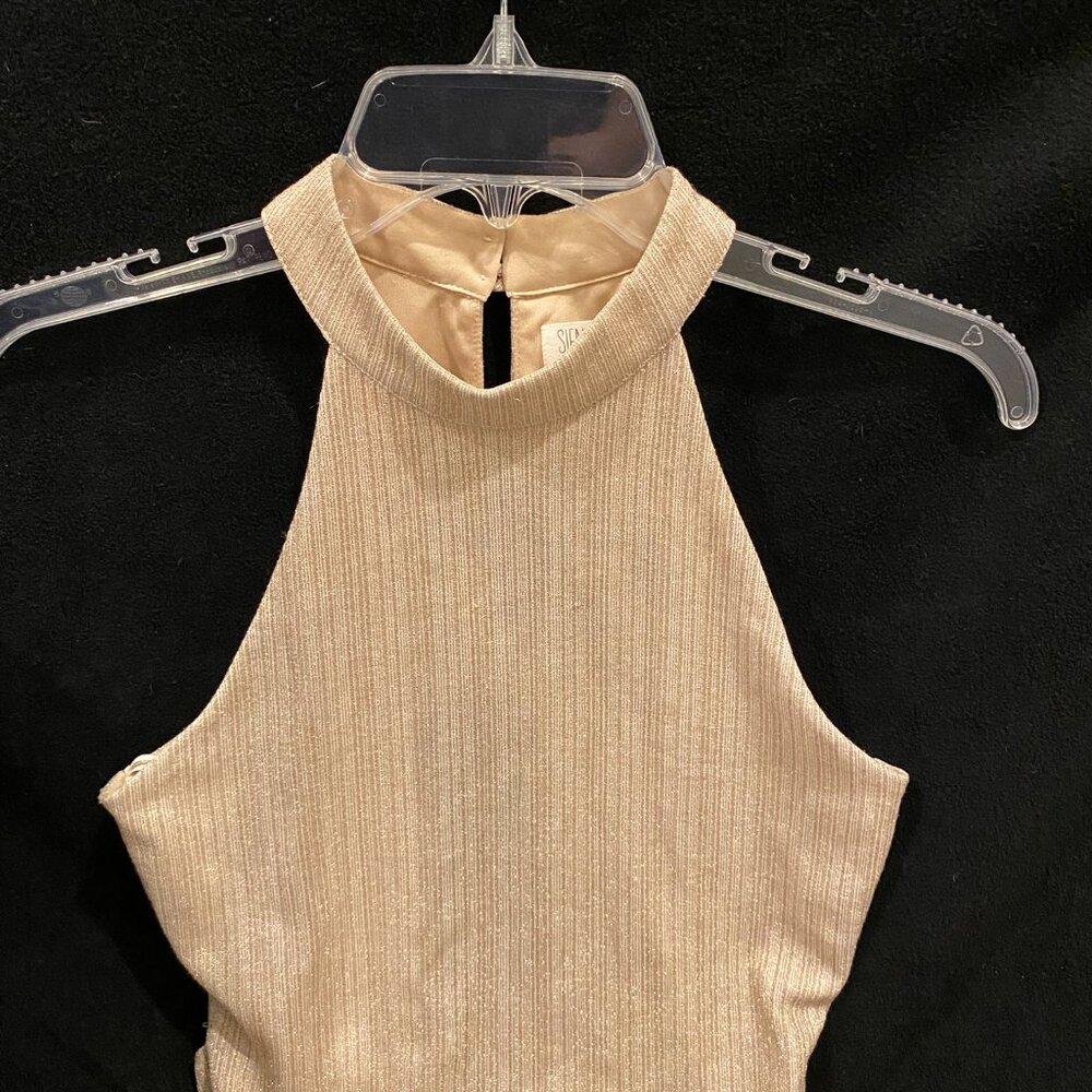 Sienna Sky Sparkle Brown Halter Neck Sleeveless Dress Size Small